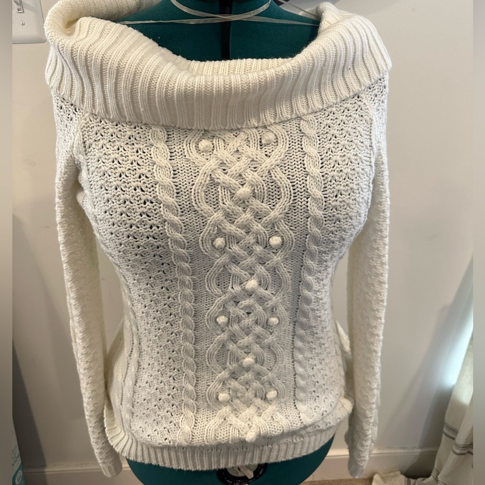 Glimmer Cream off shoulder sweater top